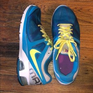 Blue, yellow, white and grey Nike Air Max